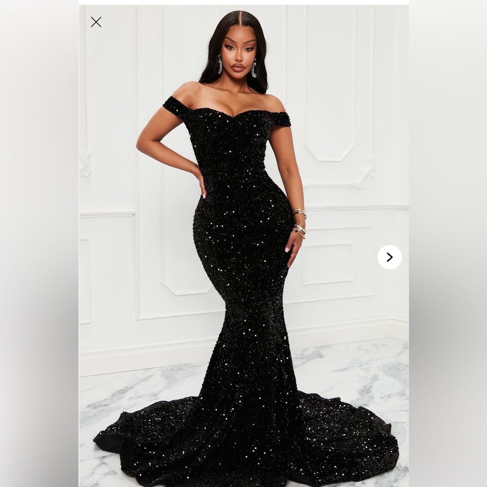 Fashion Nova Black Strapless Sequin Dress